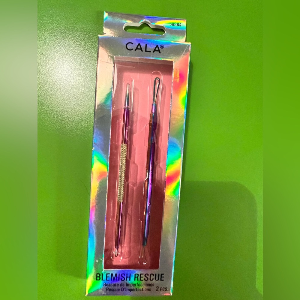 CALA blemish set 2 extractor tools Loop & Lancet skin repair iridescent colors!